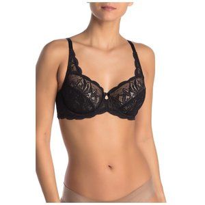 FELINA Peridot Lace Non-Padded Underwire Bra Black 36D #115073 NEW $54
